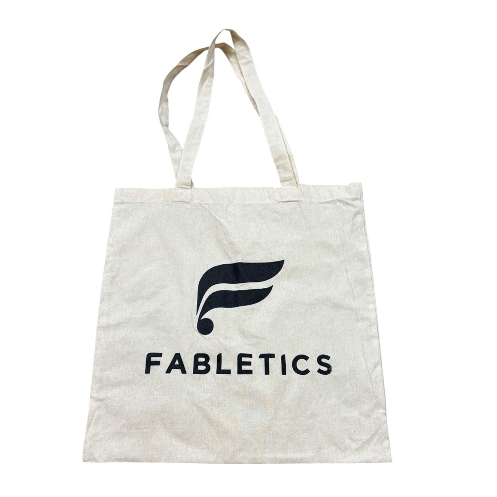 Fabletic Fabric Reusable Tote Off White with Black Print
